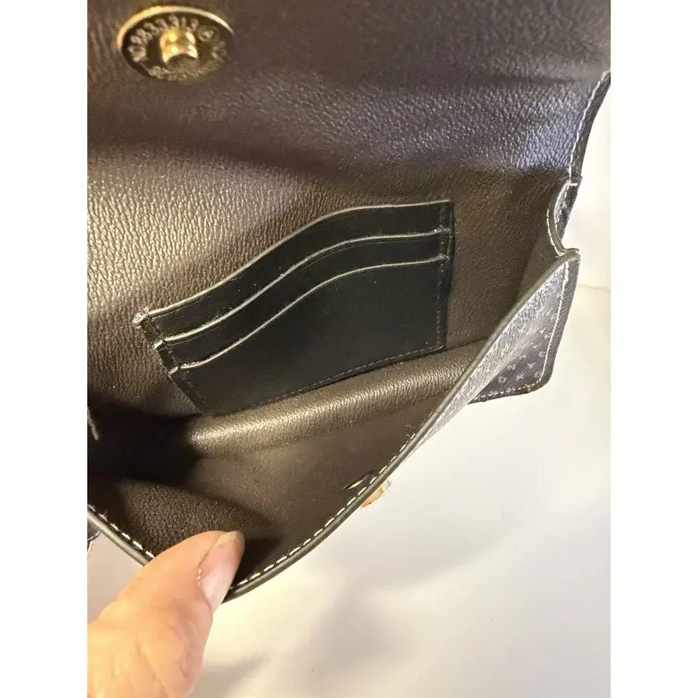 DKNY Convertible Belt Bag Wristlet Pouch Brown Monogram Logo Fanny Pack Clutch